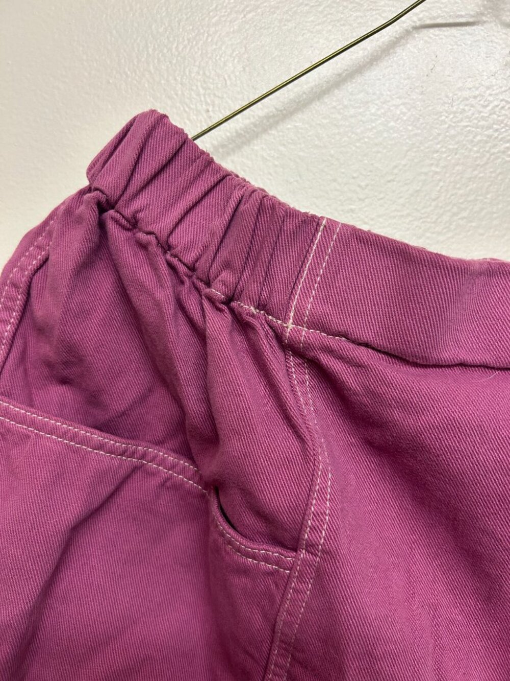 Uniqlo U + Denim Easy Shorts, Raspberry pink, contrast stitching - Picture 3 of 8